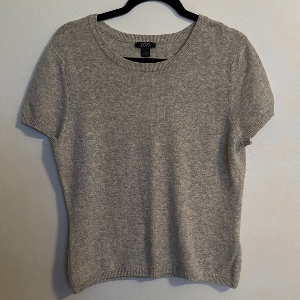 prive Heather Gray Short Sleeve CashmereTee